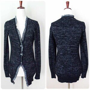*Victoria's Secret" Sparkly black/silvery/gray ruffle cardigan - size SMALL    .